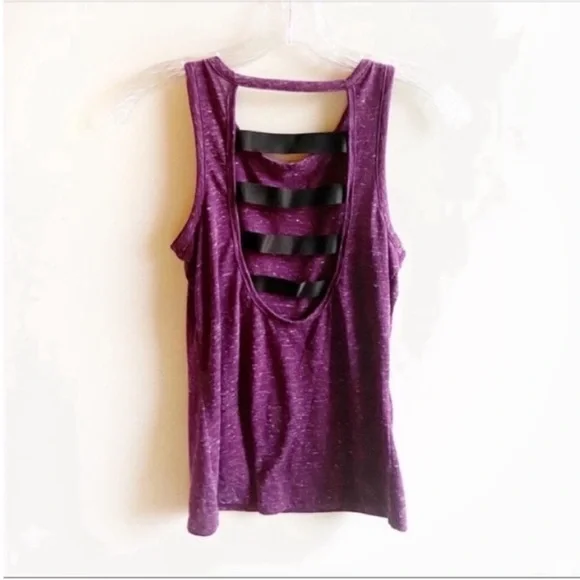 Victoria's Secret Sport tank top purple burnout stretchy bands - Picture 5 of 5